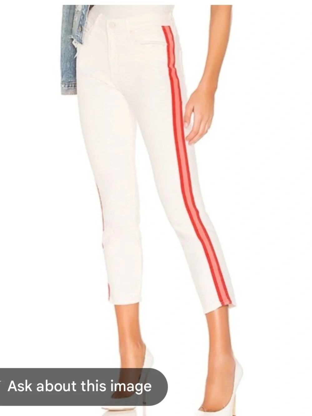 Mother Mid Rise Dazzler Crop Jeans Whipping The Cream Pink Racer Sz 25 NWT